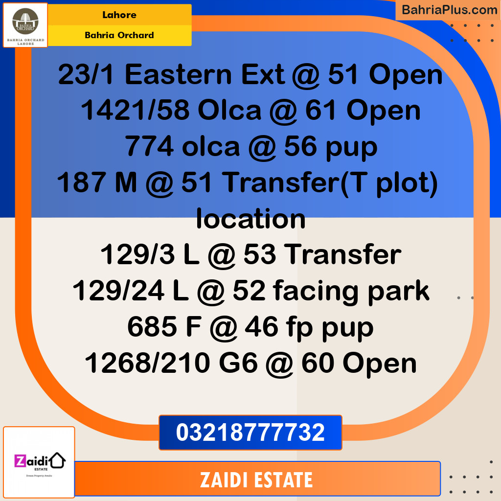 Residential Plot for Sale in Bahria Orchard, Lahore - (BP-196253)