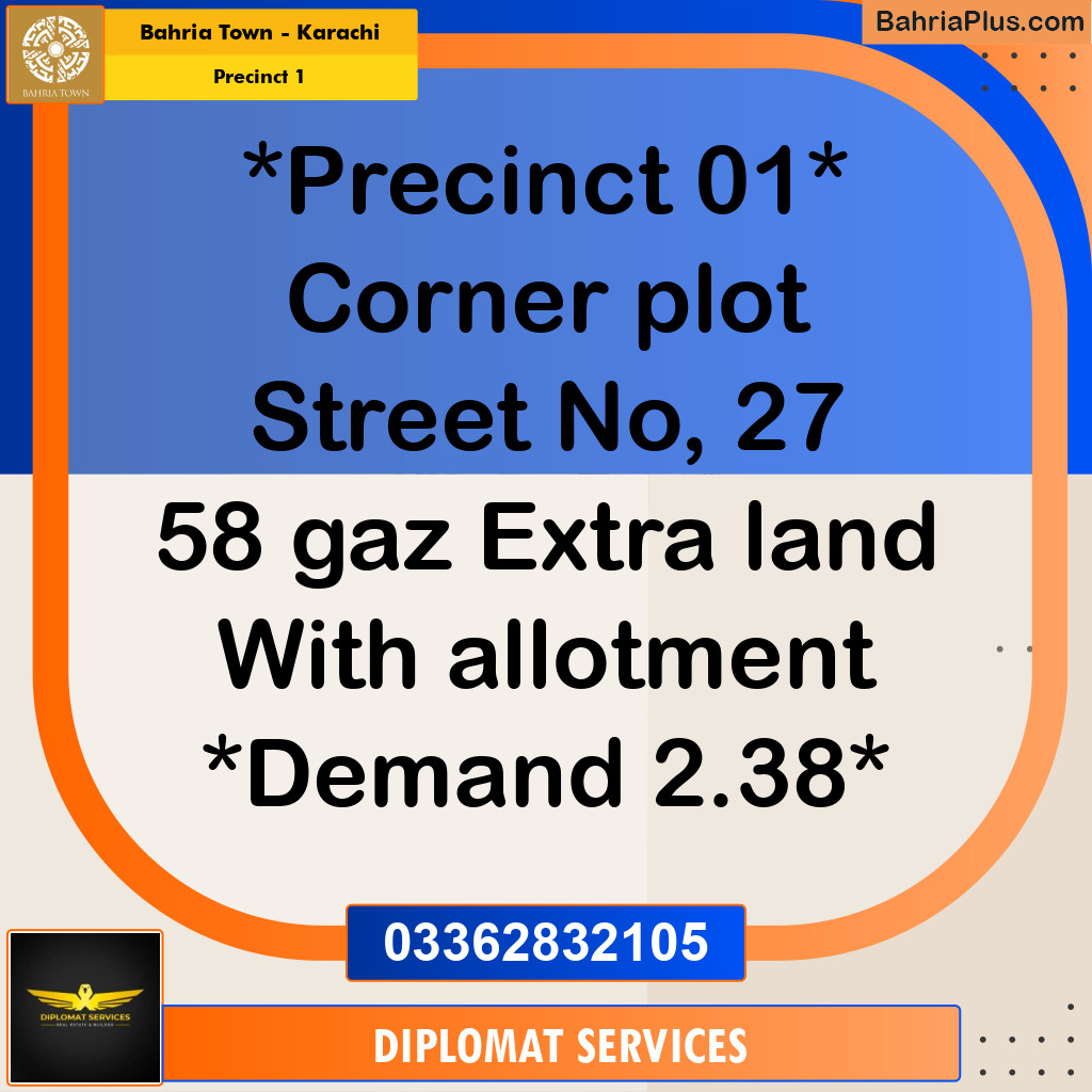 250 Sq. Yards Residential Plot for Sale in Precinct 1 -  Bahria Town, Karachi - (BP-196268)
