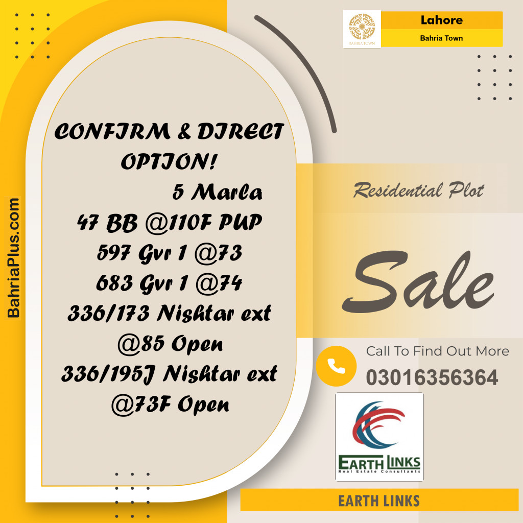 Residential Plot for Sale in Bahria Town, Lahore - (BP-196281)