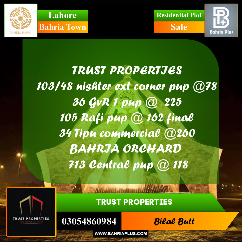 Residential Plot for Sale in Bahria Town, Lahore - (BP-196294)