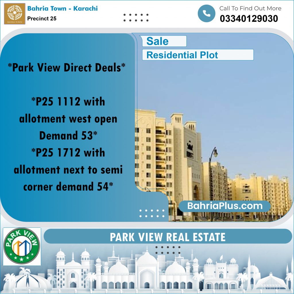 125 Sq. Yards Residential Plot for Sale in Precinct 25 -  Bahria Town, Karachi - (BP-196307)