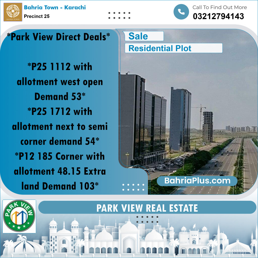 125 Sq. Yards Residential Plot for Sale in Precinct 25 -  Bahria Town, Karachi - (BP-196308)