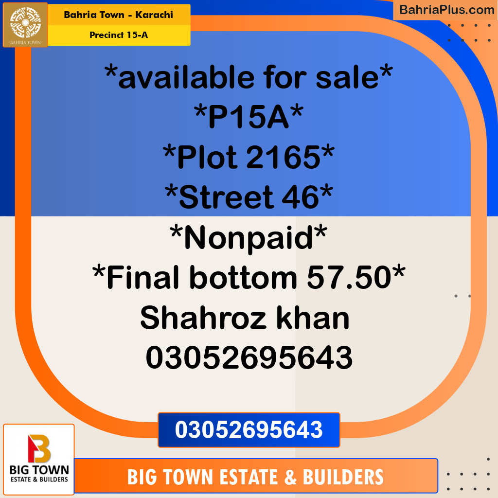 125 Sq. Yards Residential Plot for Sale in Precinct 15-A - Bahria Town, Karachi - (BP-196320)