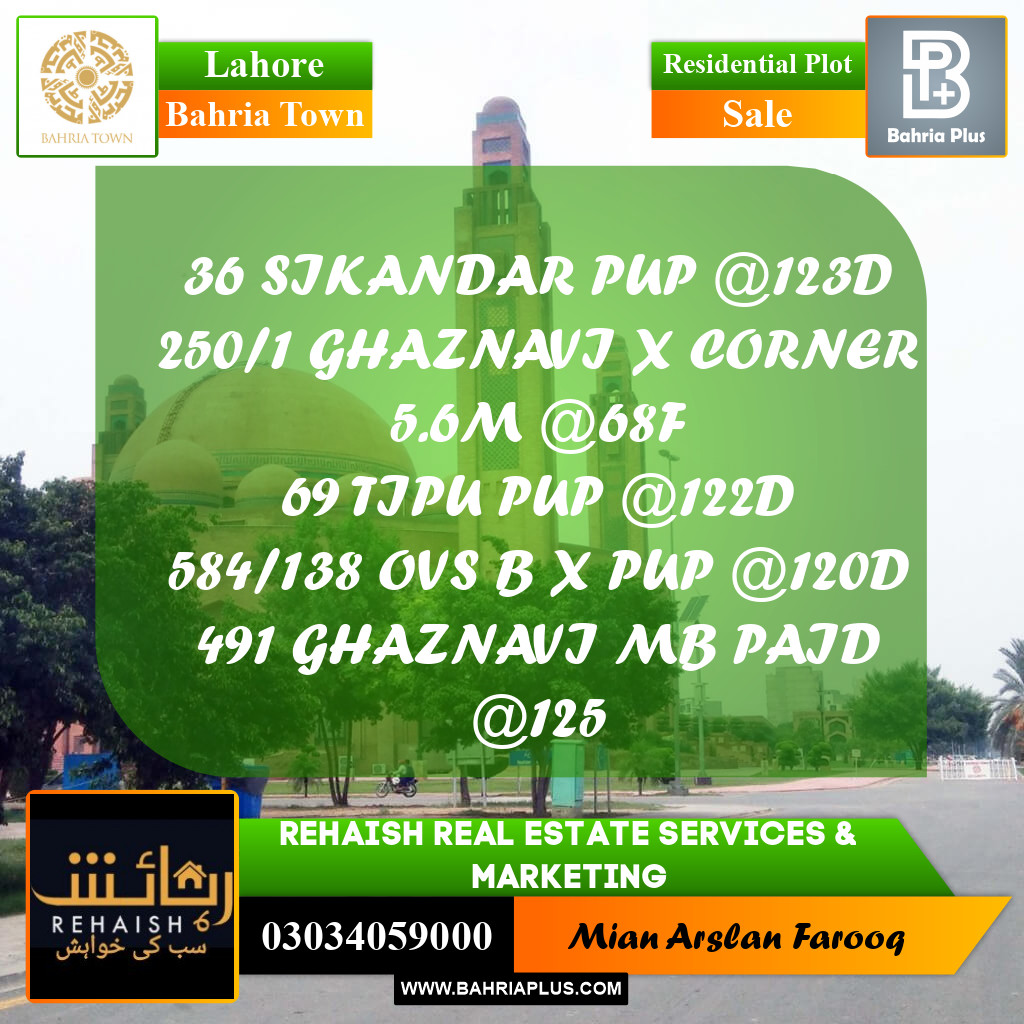 Residential Plot for Sale in Bahria Town, Lahore - (BP-196323)