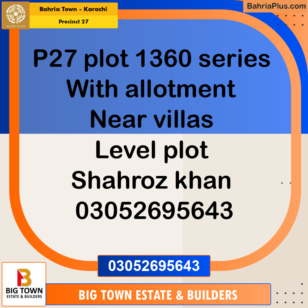 Residential Plot for Sale in Precinct 27 -  Bahria Town, Karachi - (BP-196333)