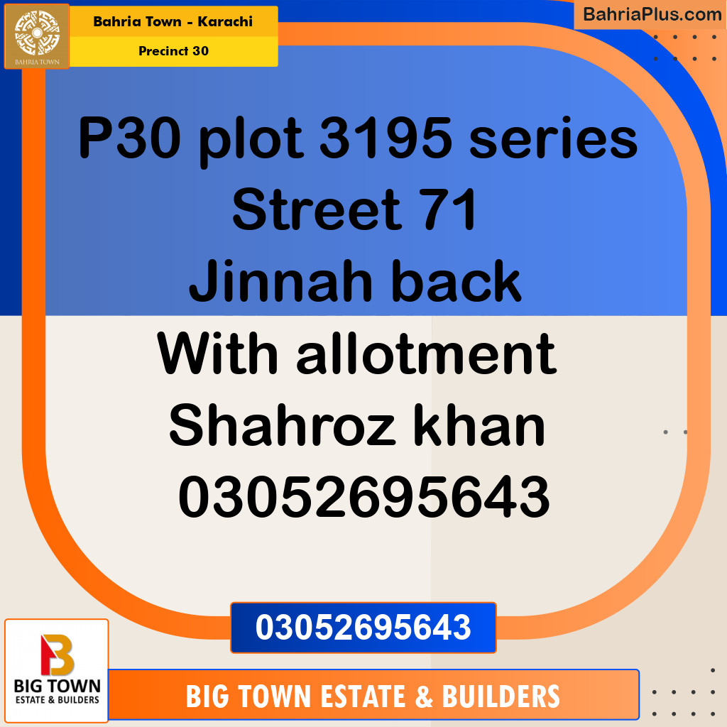 250 Sq. Yards Residential Plot for Sale in Precinct 30 -  Bahria Town, Karachi - (BP-196335)