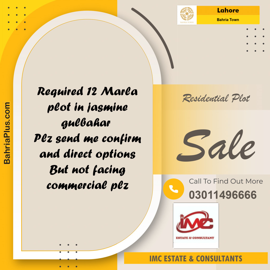 Residential Plot for Sale in Bahria Town, Lahore - (BP-196340)