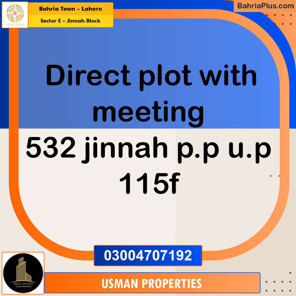 Residential Plot for Sale in Sector E - Jinnah Block -  Bahria Town, Lahore - (BP-196357)