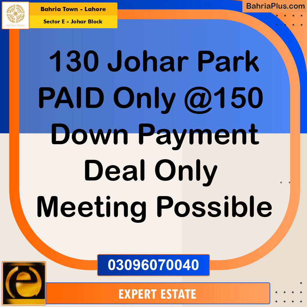 Residential Plot for Sale in Sector E - Johar Block -  Bahria Town, Lahore - (BP-196392)