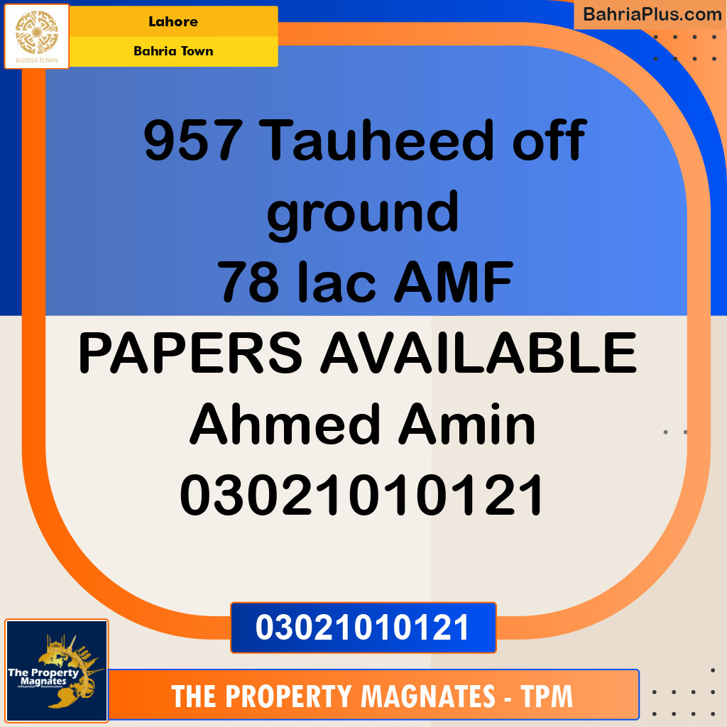 Residential Plot for Sale in Bahria Town, Lahore - (BP-196443)