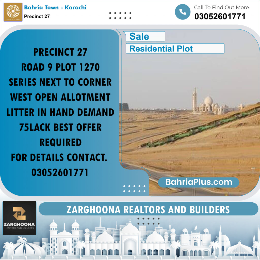 Residential Plot for Sale in Precinct 27 - Bahria Town, Karachi - (BP-196445)