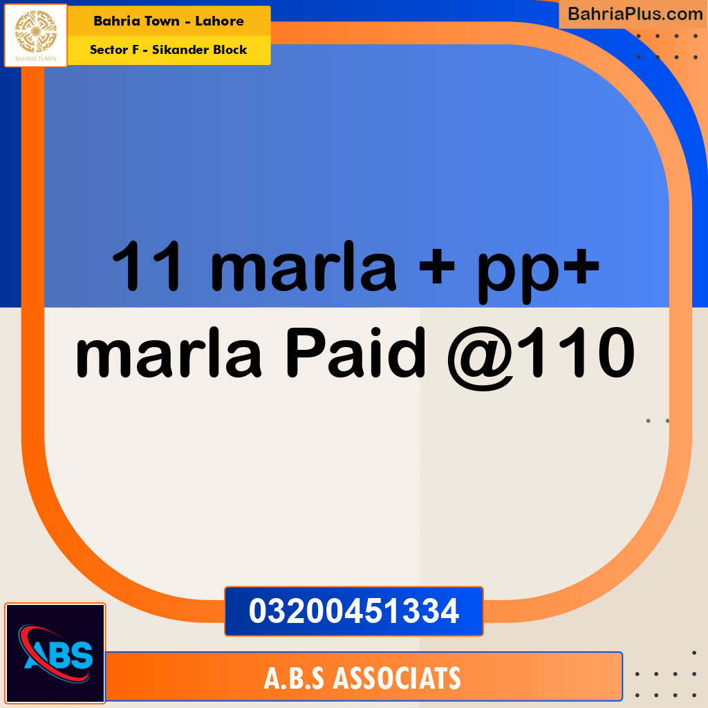 Residential Plot for Sale in Sector F - Sikander Block -  Bahria Town, Lahore - (BP-196447)