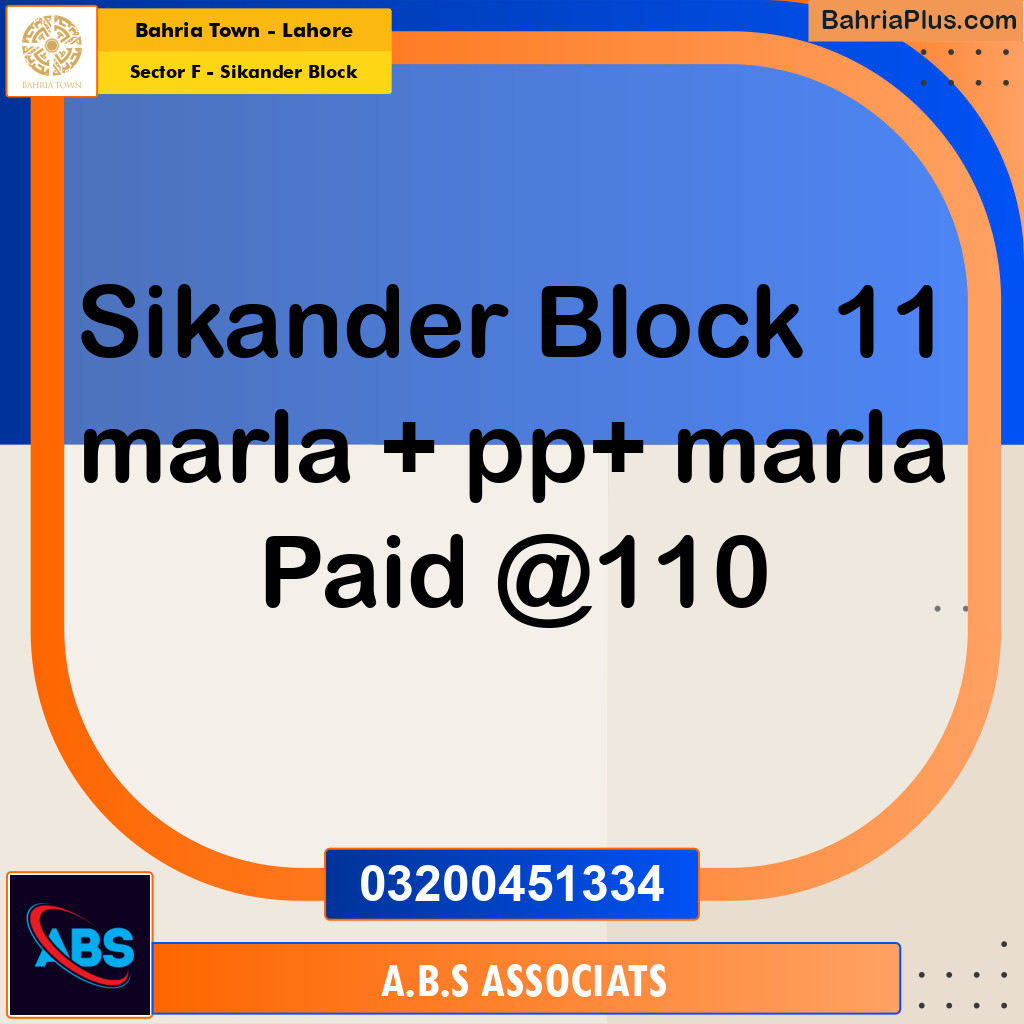 Residential Plot for Sale in Sector F - Sikander Block -  Bahria Town, Lahore - (BP-196452)