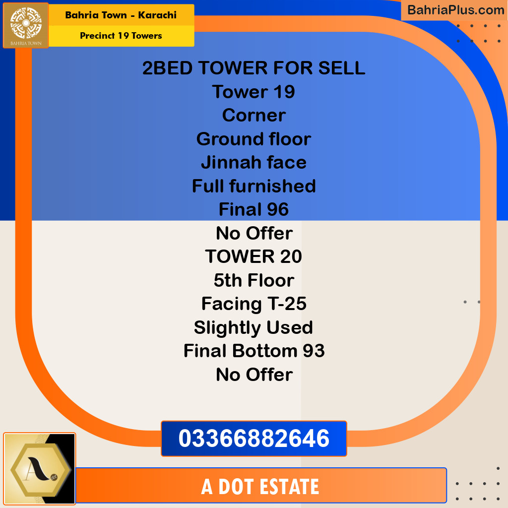 950 Sq. Ft. Residential Apartment for Sale in Precinct 19 Towers -  Bahria Town, Karachi - (BP-196458)