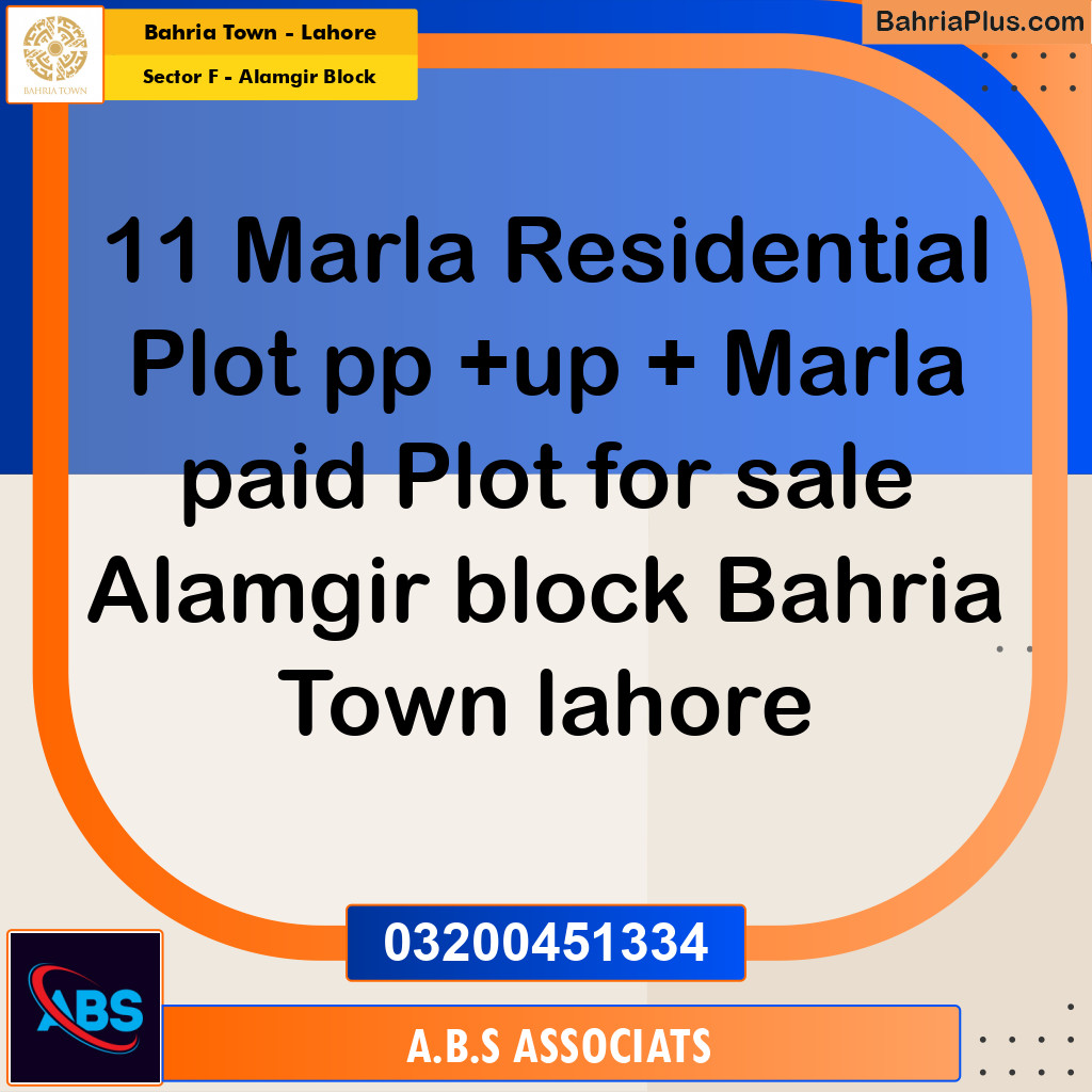 Residential Plot for Sale in Sector F - Alamgir Block -  Bahria Town, Lahore - (BP-196472)