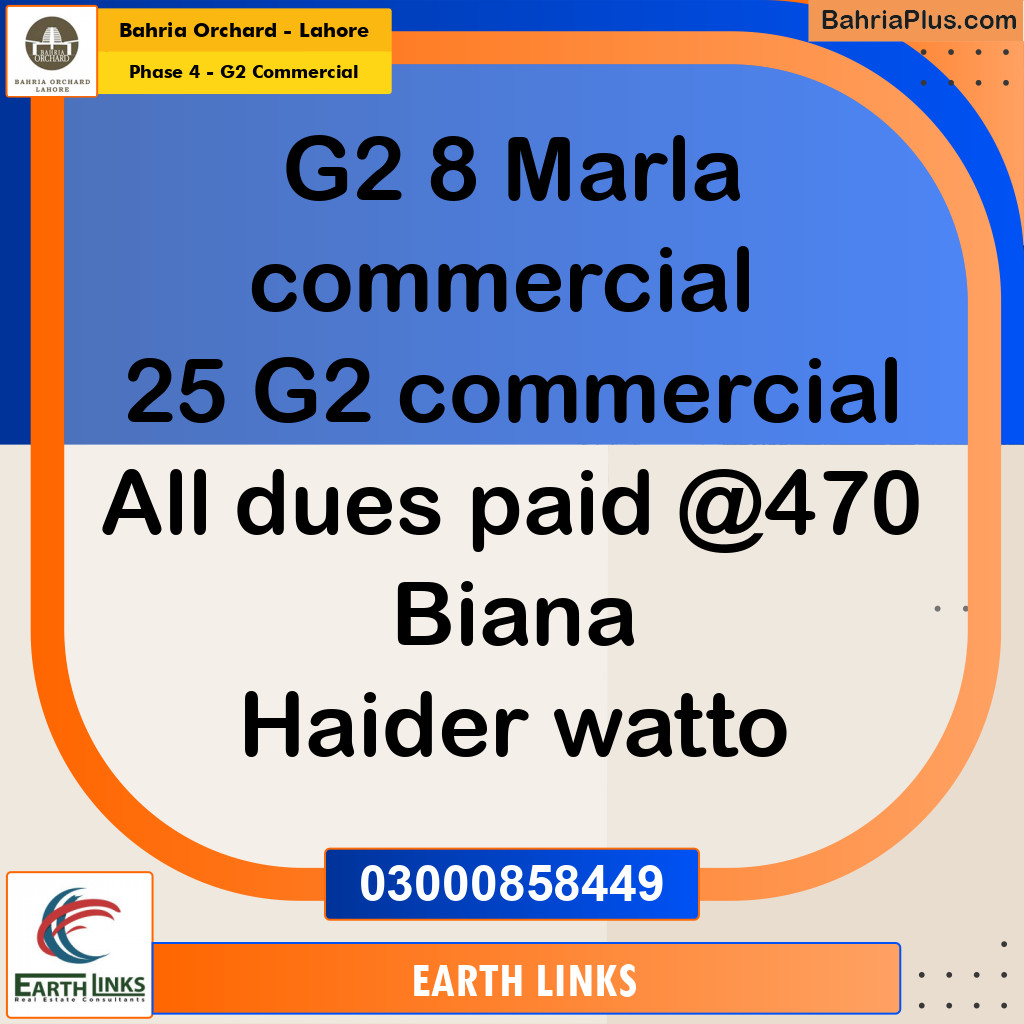 Commercial Plot for Sale in Phase 4 - G2 Commercial -  Bahria Orchard, Lahore - (BP-196484)