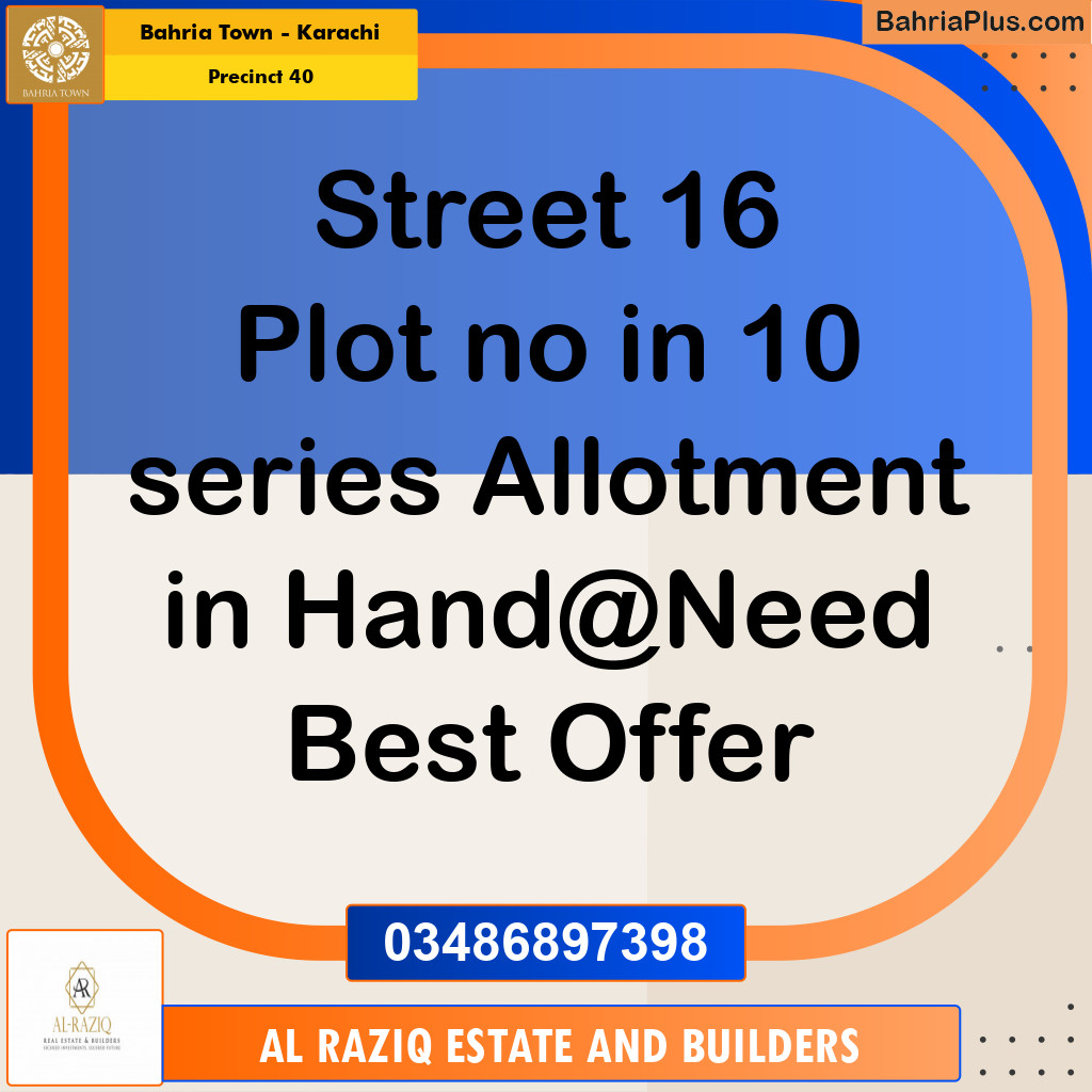 Residential Plot for Sale in Precinct 40 -  Bahria Town, Karachi - (BP-196516)
