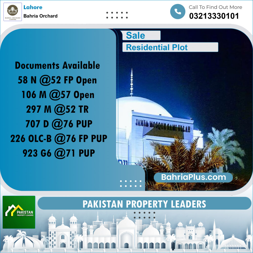 Residential Plot for Sale in Bahria Orchard, Lahore - (BP-196558)