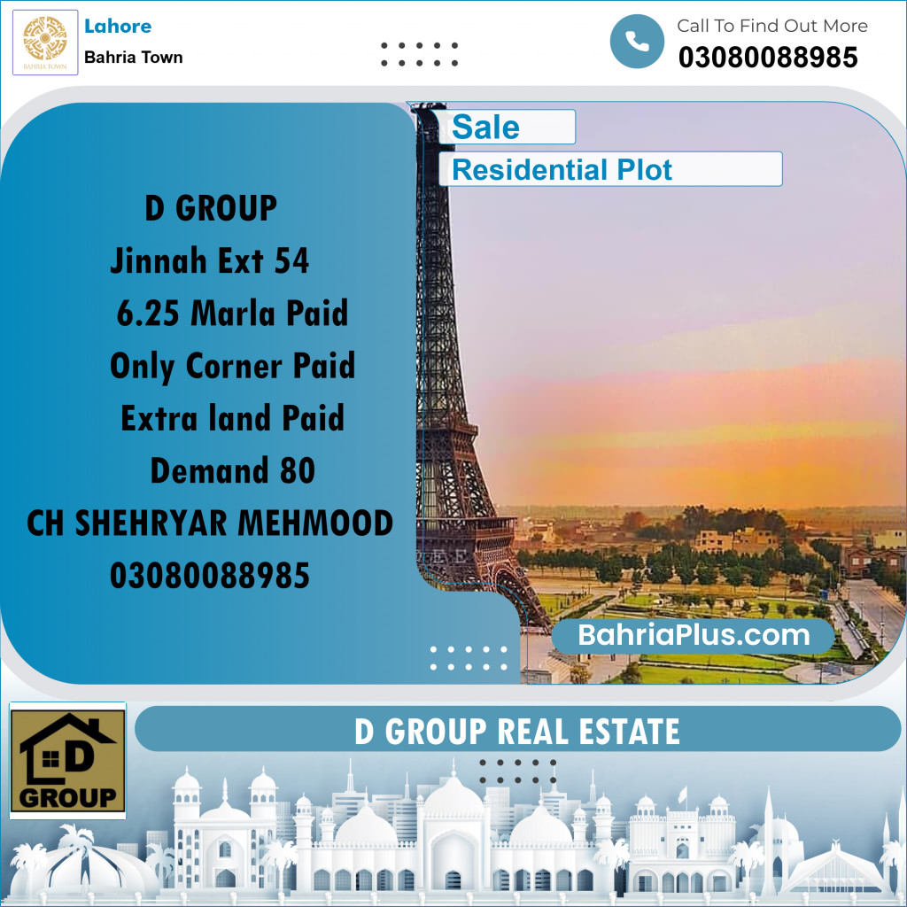 Residential Plot for Sale in Bahria Town, Lahore - (BP-196559)