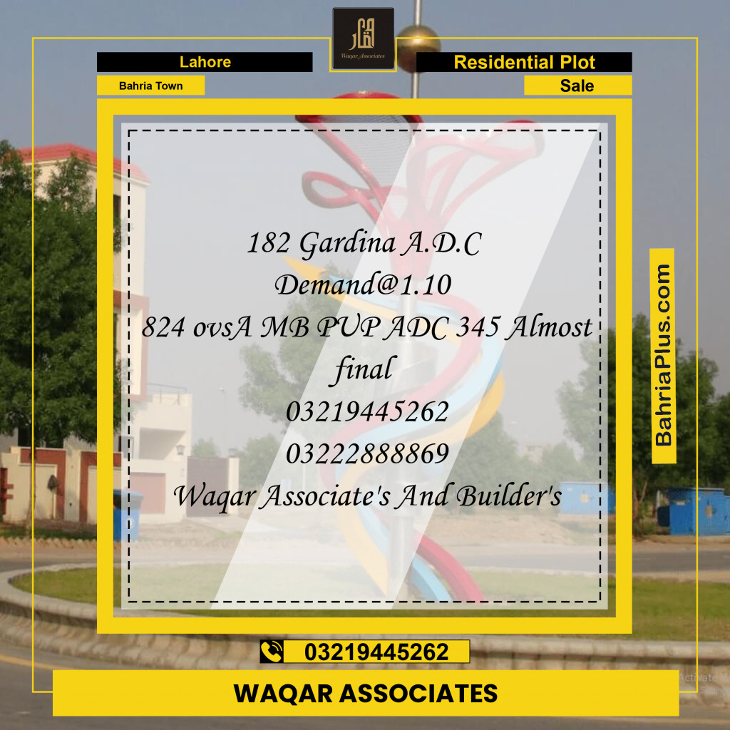 Residential Plot for Sale in Bahria Town, Lahore - (BP-196600)