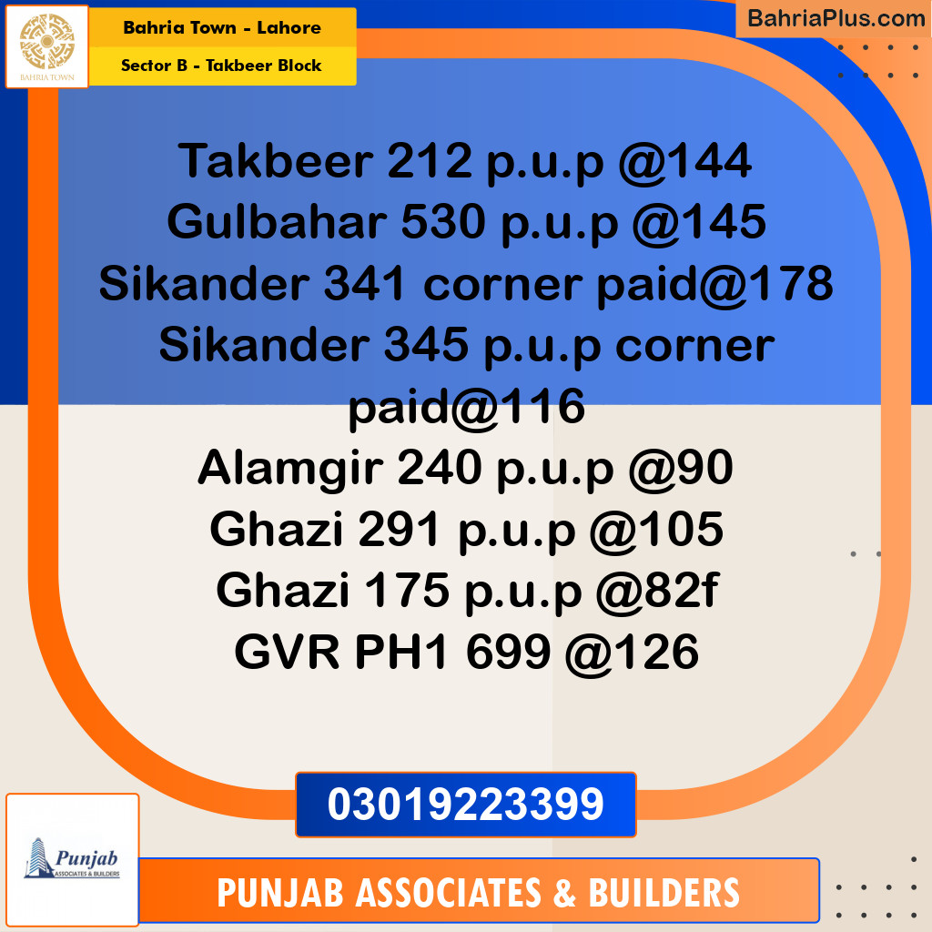 Residential Plot for Sale in Sector B - Takbeer Block -  Bahria Town, Lahore - (BP-196611)