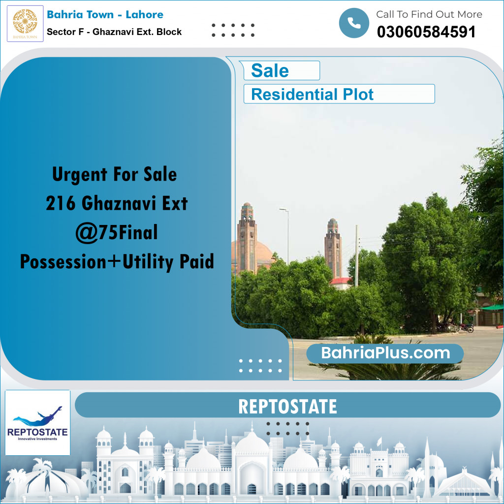 Residential Plot for Sale in Sector F - Ghaznavi Ext. Block -  Bahria Town, Lahore - (BP-196620)