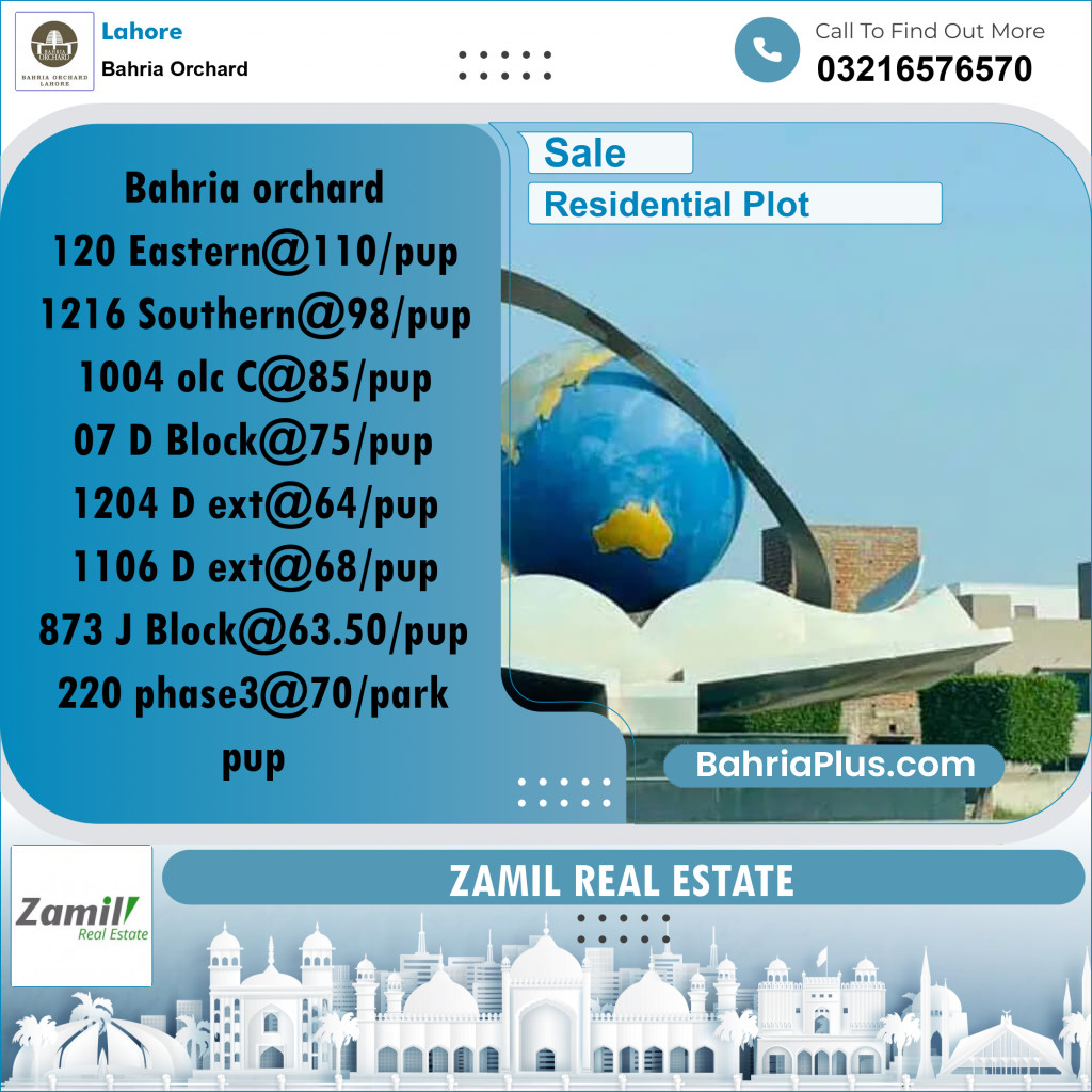 Residential Plot for Sale in Bahria Orchard, Lahore - (BP-196649)