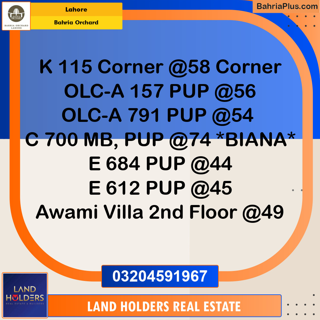 Residential Plot for Sale in Bahria Orchard, Lahore - (BP-196666)