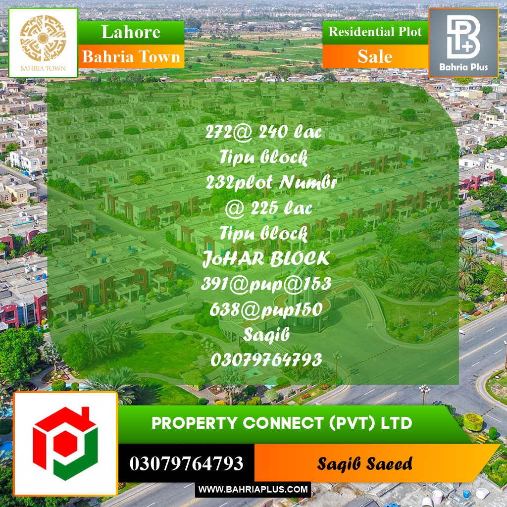 Residential Plot for Sale in Bahria Town, Lahore - (BP-196705)
