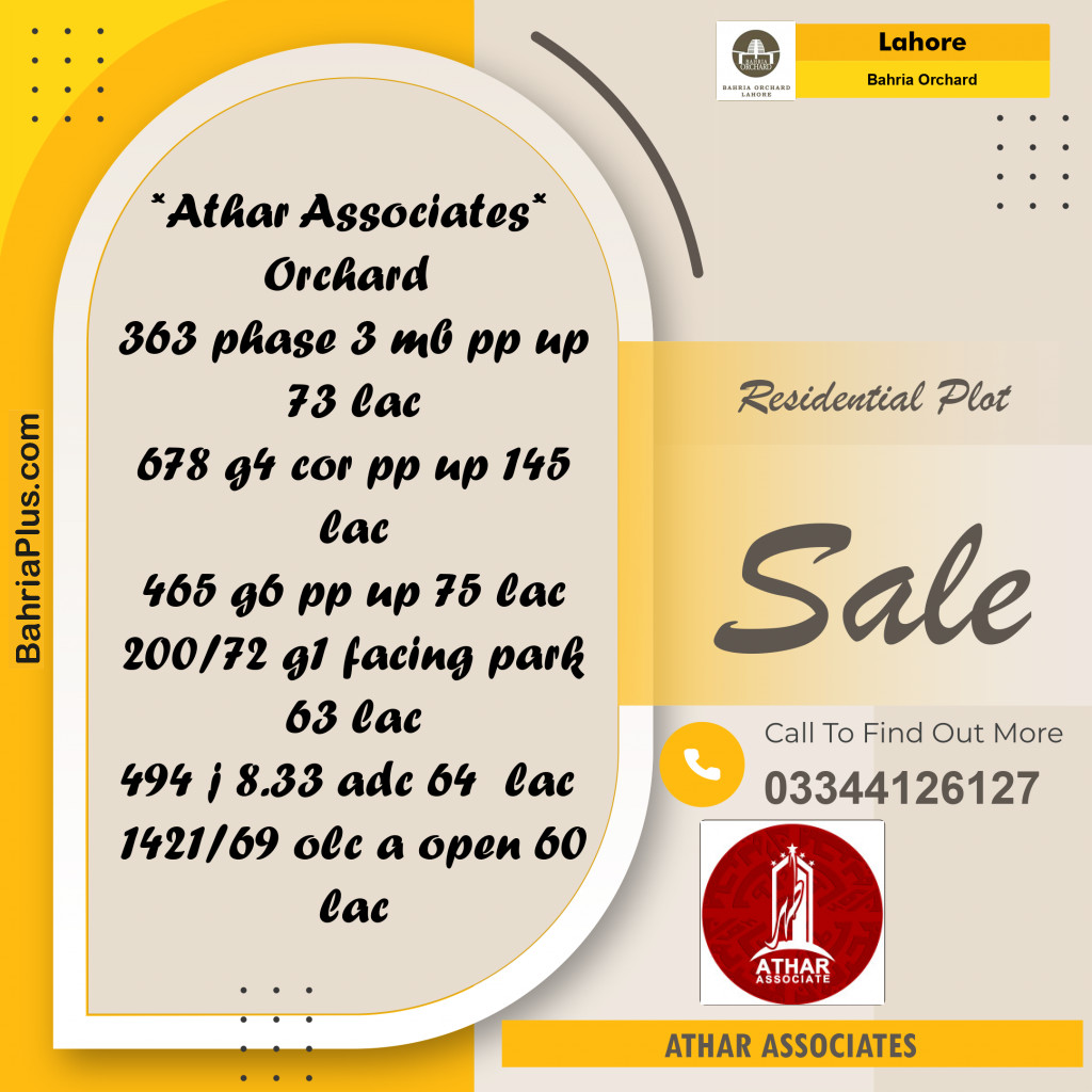 Residential Plot for Sale in Bahria Orchard, Lahore - (BP-196714)
