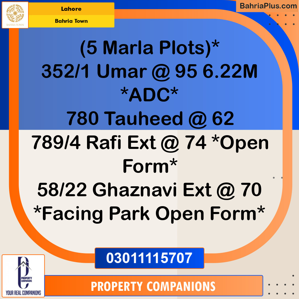 Residential Plot for Sale in Bahria Town, Lahore - (BP-196762)