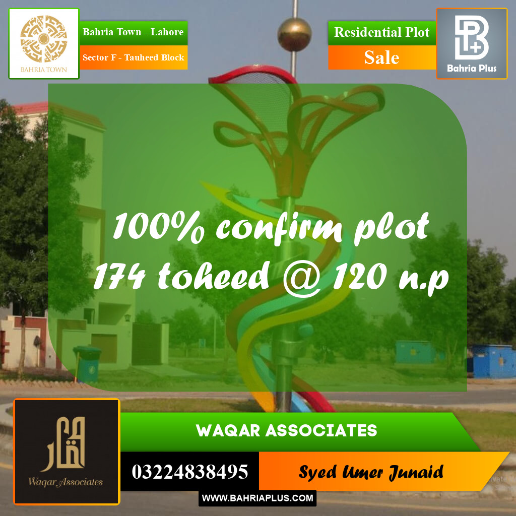 Residential Plot for Sale in Sector F - Tauheed Block -  Bahria Town, Lahore - (BP-196790)