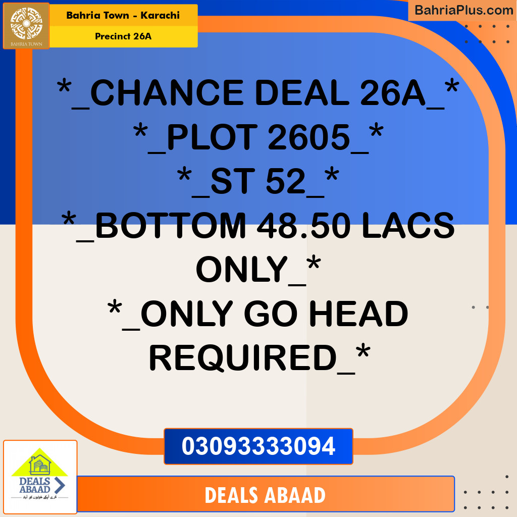 125 Sq. Yards Residential Plot for Sale in Precinct 26A - Bahria Town, Karachi - (BP-196810)