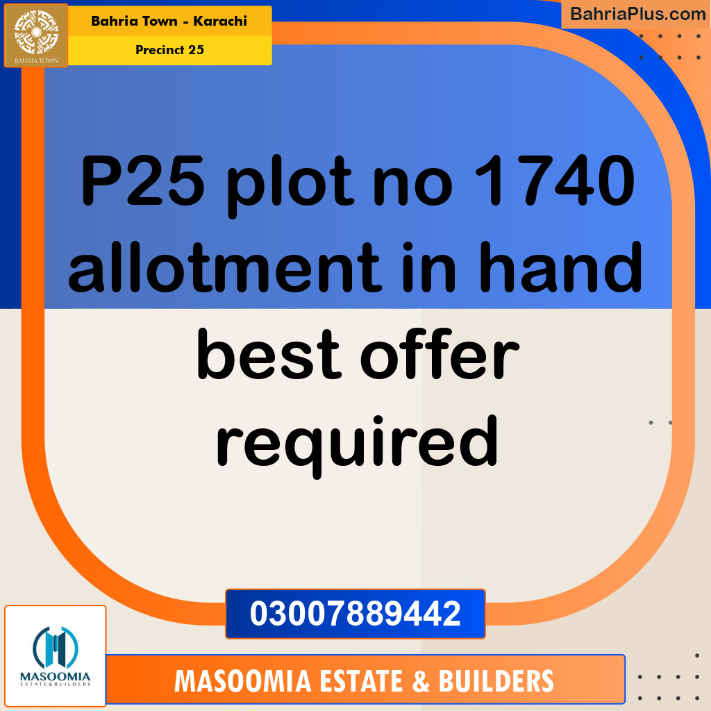 125 Sq. Yards Residential Plot for Sale in Precinct 25 -  Bahria Town, Karachi - (BP-196815)