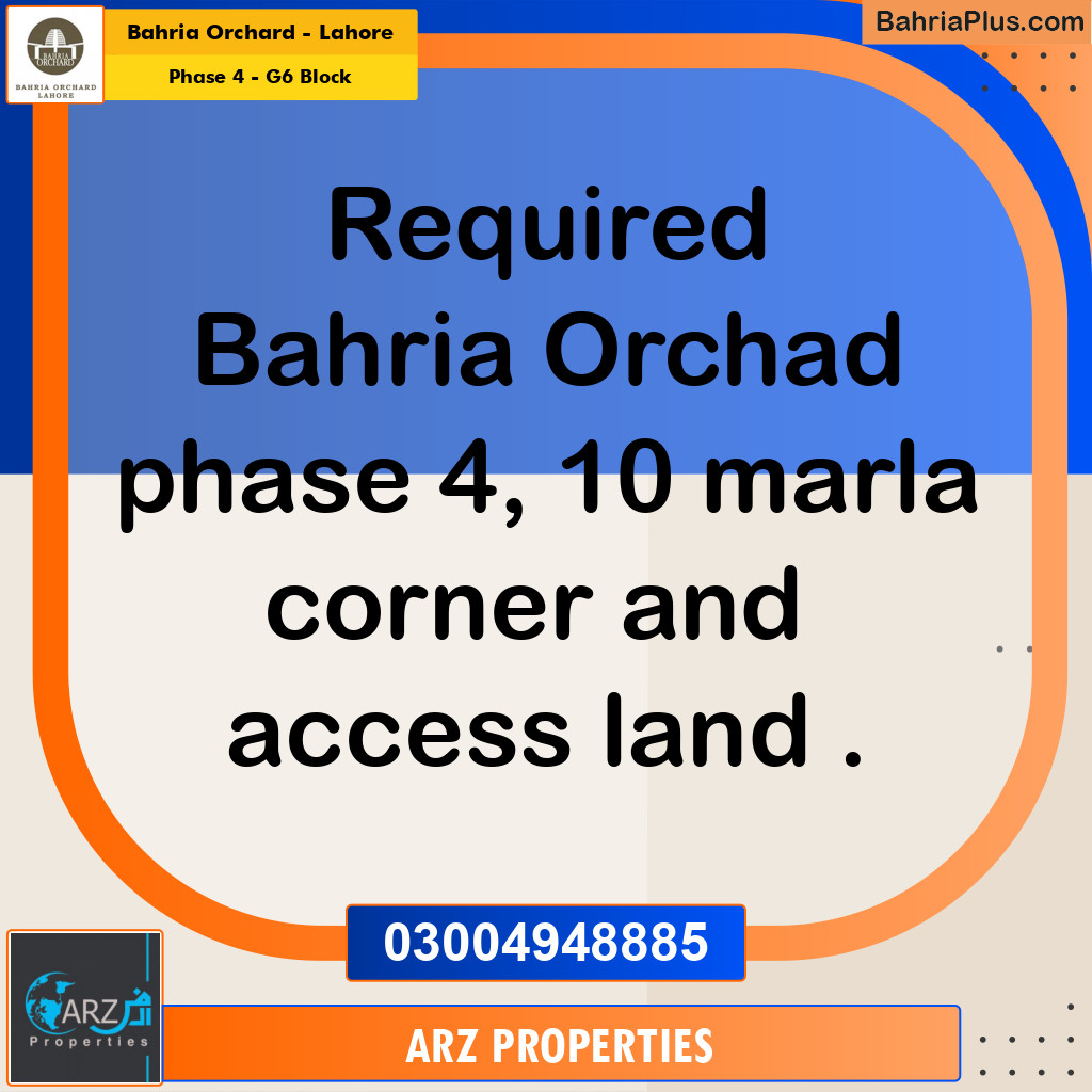 Residential Plot for Sale in Phase 4 - G6 Block -  Bahria Orchard, Lahore - (BP-196838)