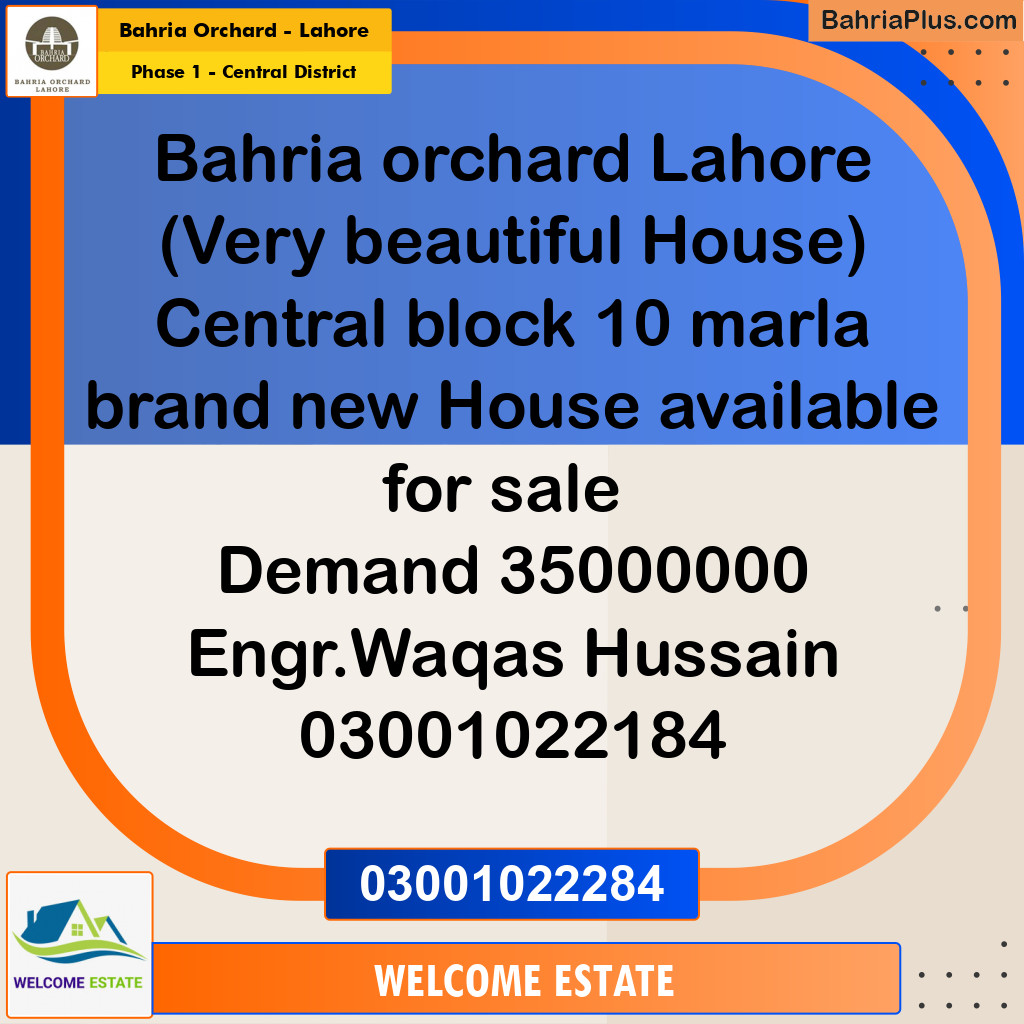 Residential House for Sale in Phase 1 - Central District - Bahria Orchard, Lahore - (BP-196887)