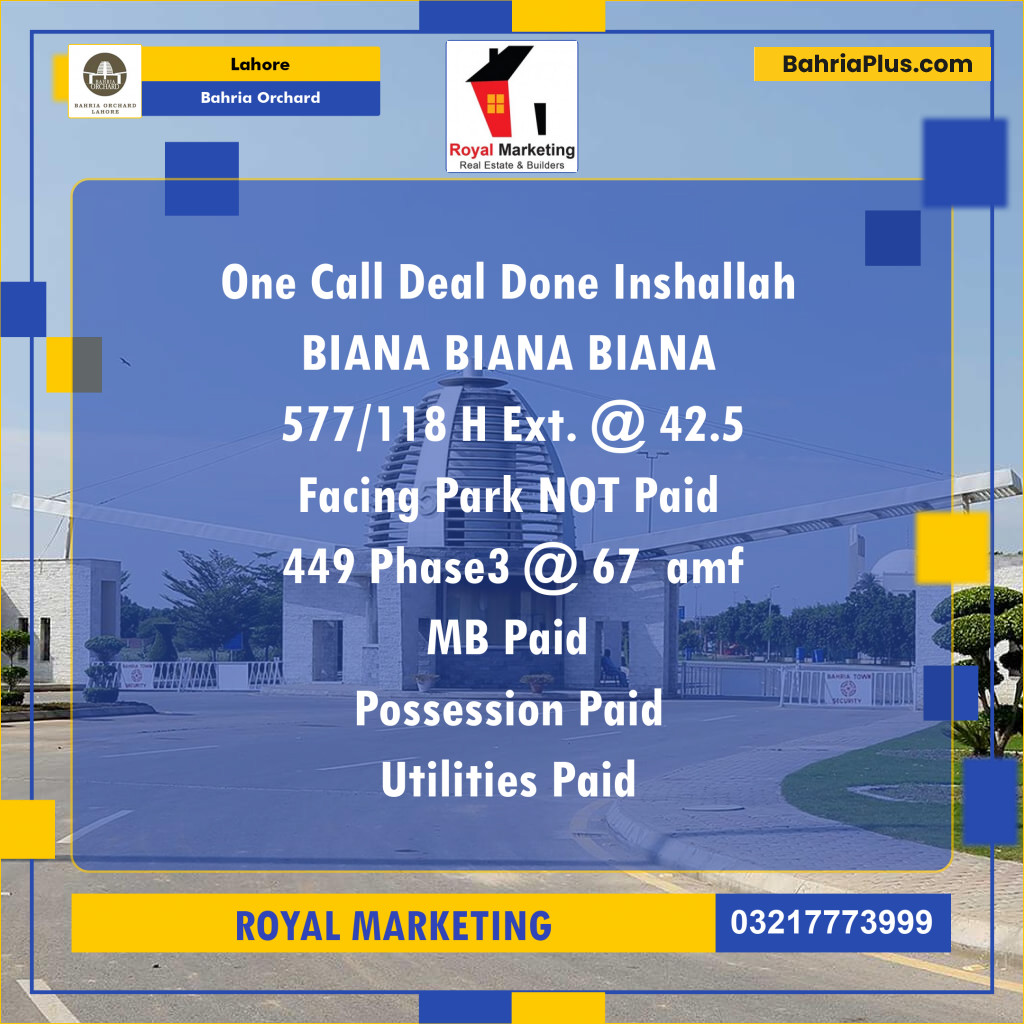 Residential Plot for Sale in Bahria Orchard, Lahore - (BP-196890)