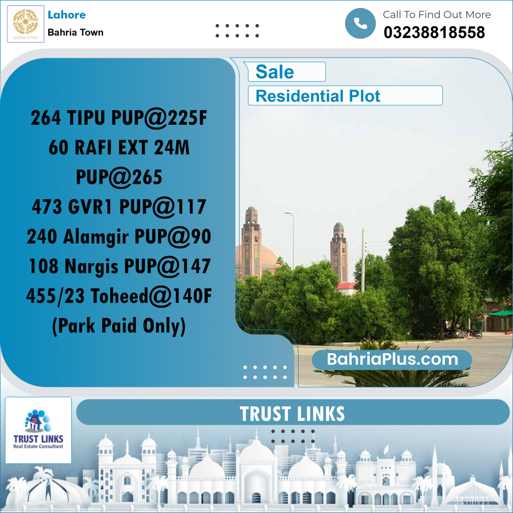 Residential Plot for Sale in Bahria Town, Lahore - (BP-196914)