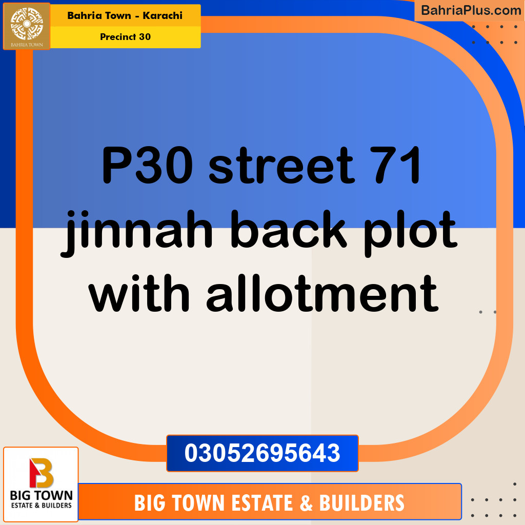 250 Sq. Yards Residential Plot for Sale in Precinct 30 -  Bahria Town, Karachi - (BP-196982)