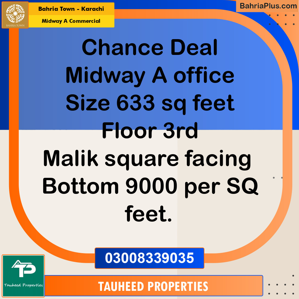 Commercial Apartment for Sale in Midway A Commercial - Bahria Town, Karachi - (BP-196984)