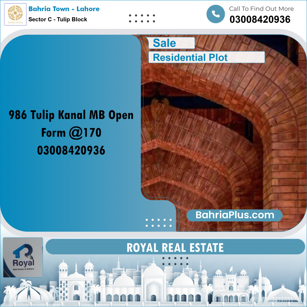 Residential Plot for Sale in Sector C - Tulip Block -  Bahria Town, Lahore - (BP-197004)