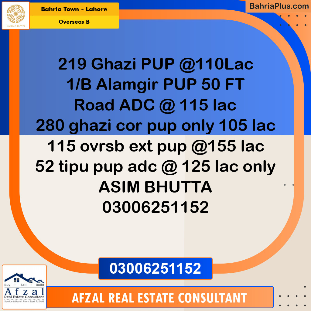 Residential Plot for Sale in Overseas B -  Bahria Town, Lahore - (BP-197017)