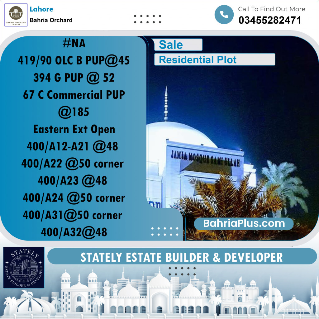 Residential Plot for Sale in Bahria Orchard, Lahore - (BP-197031)