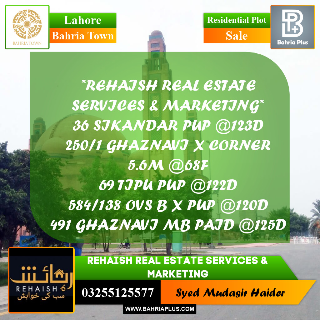 Residential Plot for Sale in Bahria Town, Lahore - (BP-197032)