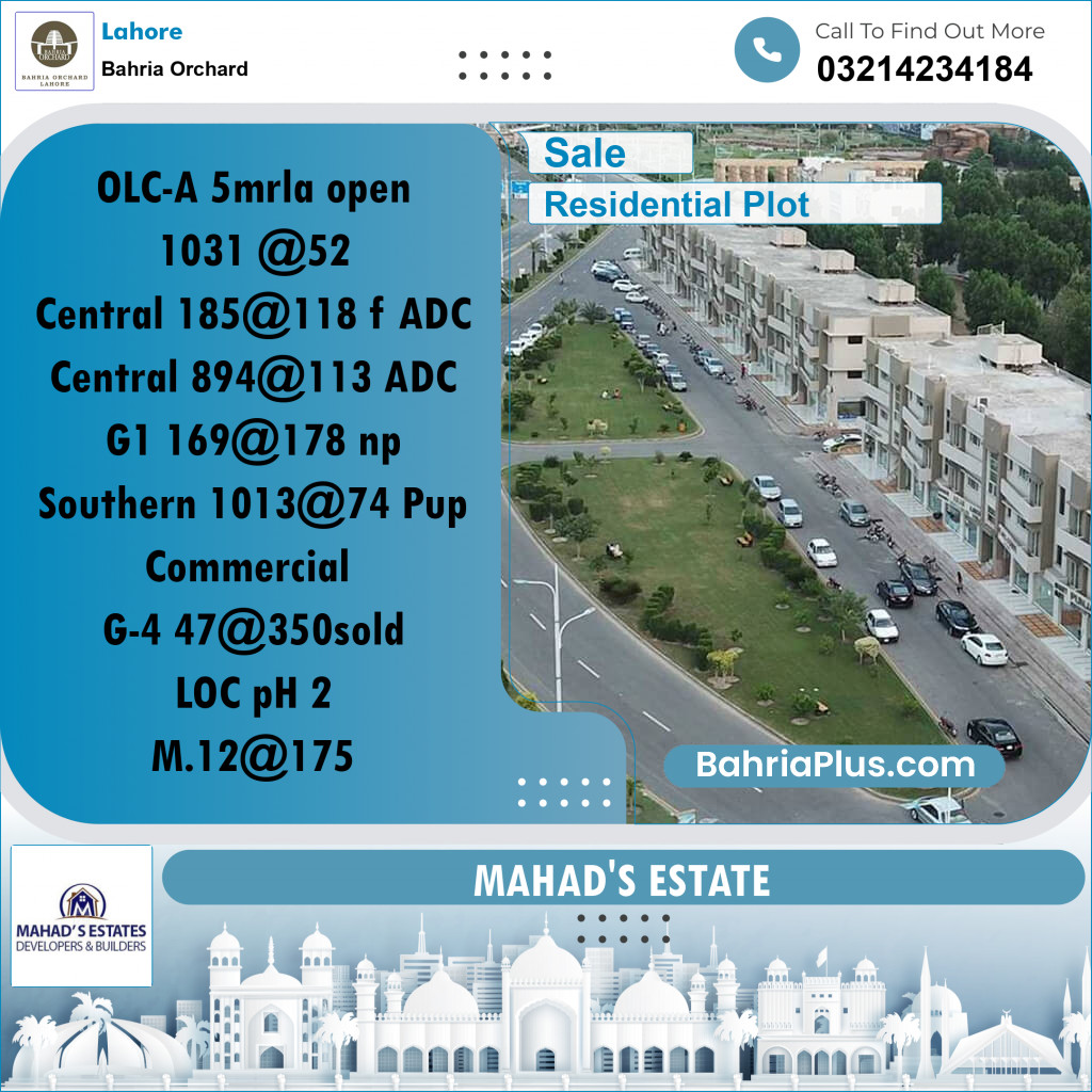 Residential Plot for Sale in Bahria Orchard, Lahore - (BP-197047)