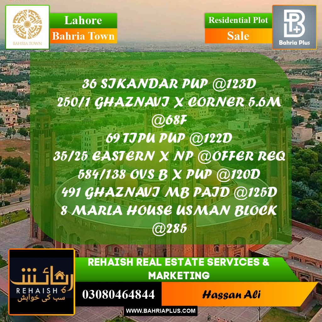 Residential Plot for Sale in Bahria Town, Lahore - (BP-197048)