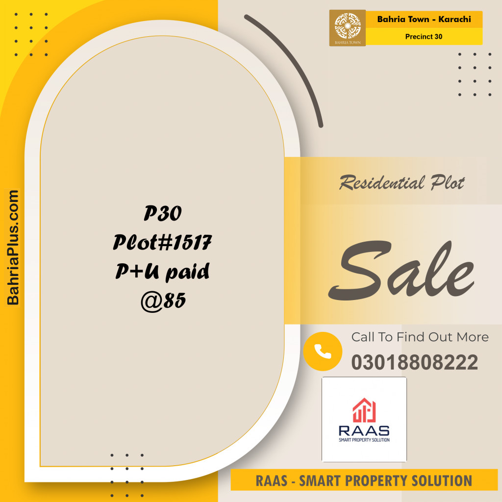 250 Sq. Yards Residential Plot for Sale in Precinct 30 -  Bahria Town, Karachi - (BP-197067)