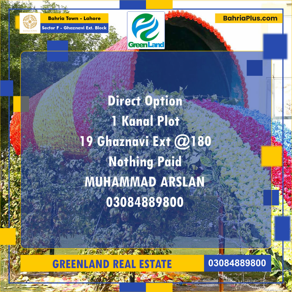 Residential Plot for Sale in Sector F - Ghaznavi Ext. Block -  Bahria Town, Lahore - (BP-197097)