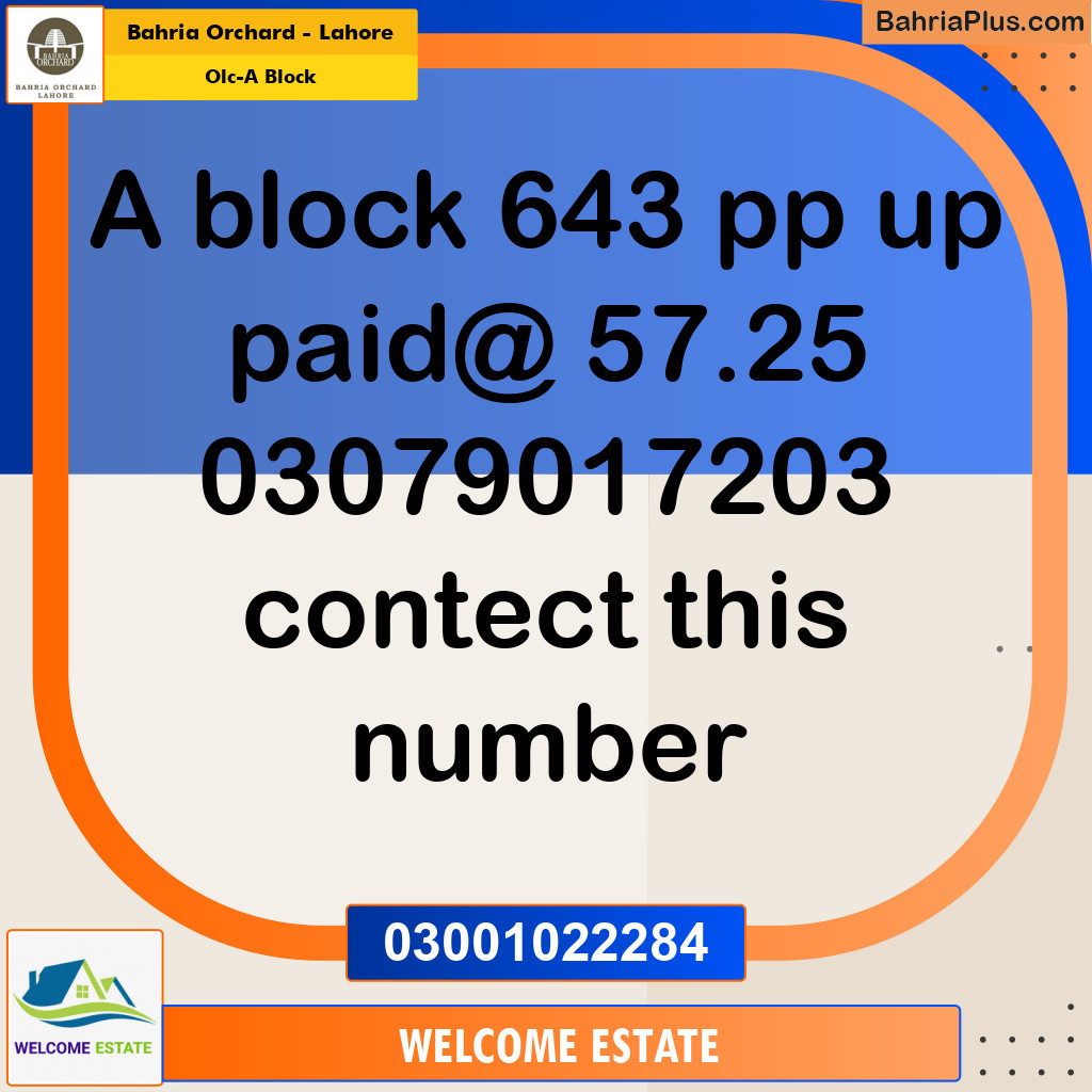 Residential Plot for Sale in OLC-A Block -  Bahria Orchard, Lahore - (BP-197098)