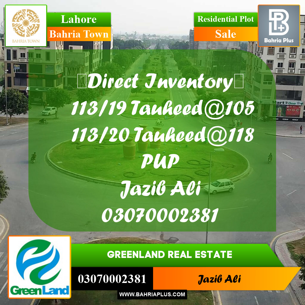 Residential Plot for Sale in Bahria Town, Lahore - (BP-197154)